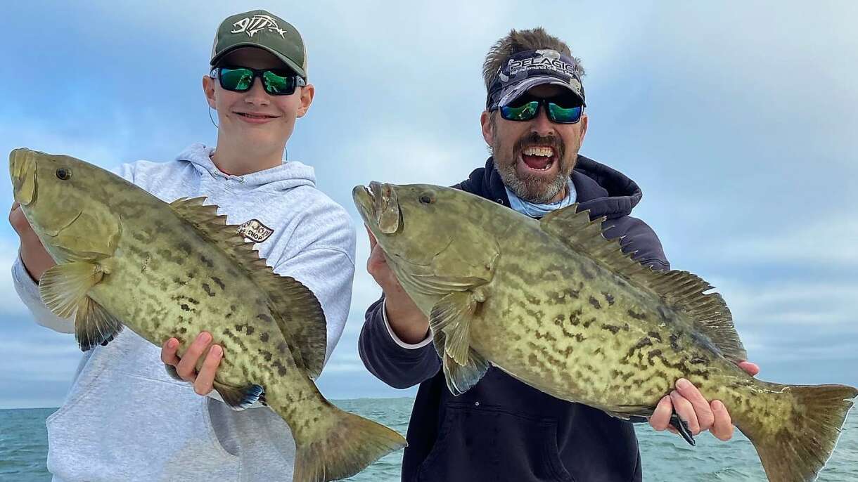 A picture of Big Redfish And Inshore Grouper with Crystal River Fishing Charters